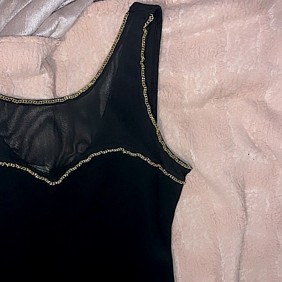 Little Black Dress With Gold & Mesh Details - Picture 1 of 4